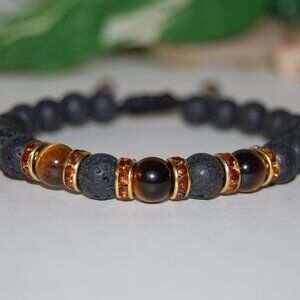 Lava Bracelet,Lava and Tiger Eye Bracelet,Lava Stone Bracelet
